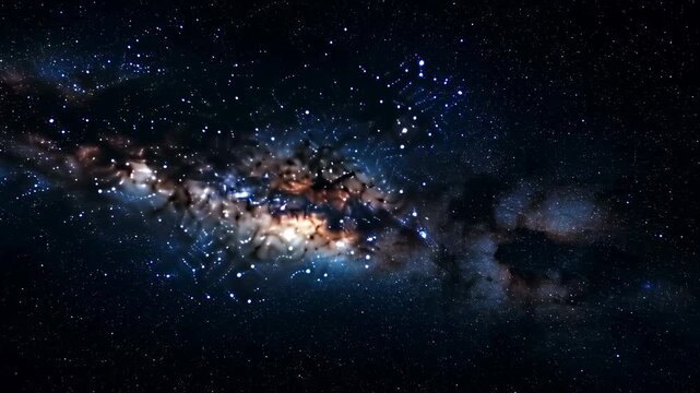 Stunning cosmic galaxy with vibrant colors and twinkling stars. A mesmerizing view of the universe, perfect for space exploration themes