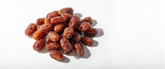 Obraz premium Sugary dates displayed on a white background, food, isolated, white, fruit, green, red, tropical, healthy, diet