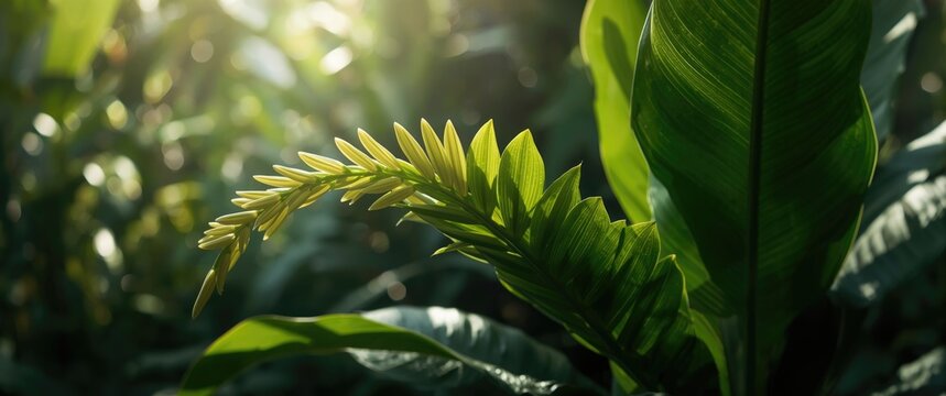 Selective focus on Alpinia zerumbet, commonly called Shell ginger, a perennial Zingiberaceae herb