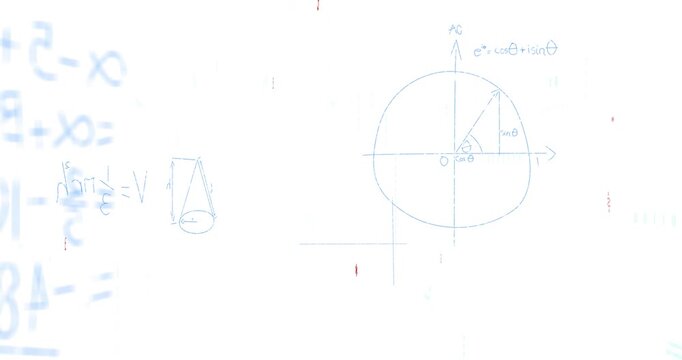 Animation of mathematical data processing over white background