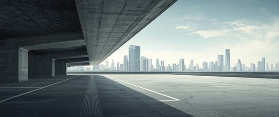 3D visualization of modern concrete structure with car park and vacant cement floor