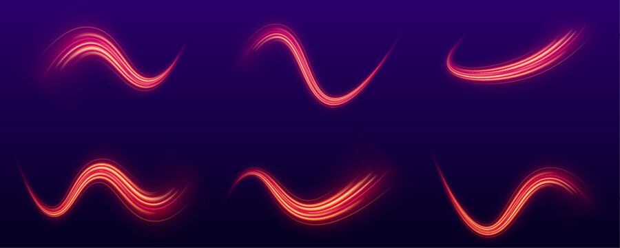 Glowing neon paths expand forward, forming abstract speed corridors with cinematic depth. vector