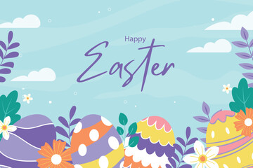 Flat background for easter day celebration