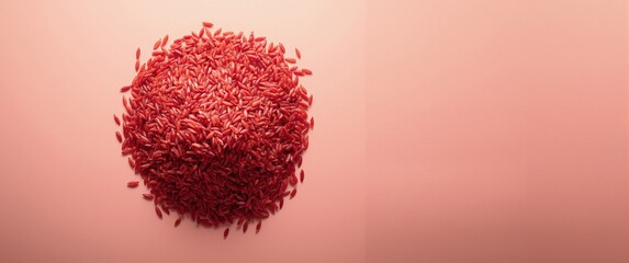 Fototapeta premium Macro shot of uncooked red rice against a square background