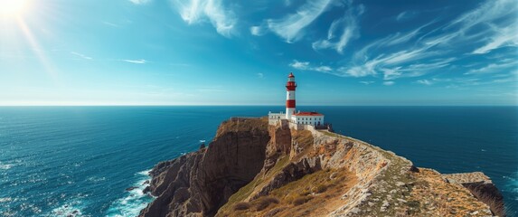 Western end of the European Continent: View of Cabo da Roca Lighthouse in Portugal