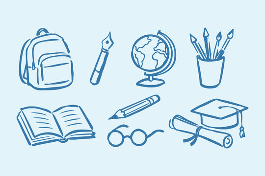 School education doodle icons set vector illustration