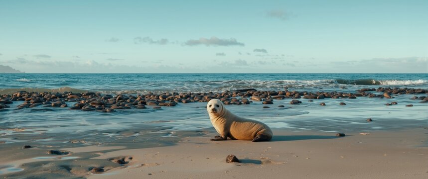 Seals at Cape Cross Seal Reserve featuring water, sky, beach, travel, baby seals, nature, animals, sea, blue scenery