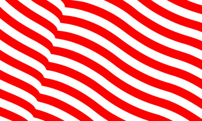 Obraz premium Red and white diagonal wavy stripes creating dynamic flowing pattern with 3D ripple effect for modern abstract graphic design background
