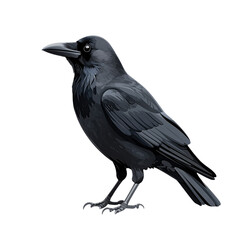 Obraz premium Black crow standing in profile view