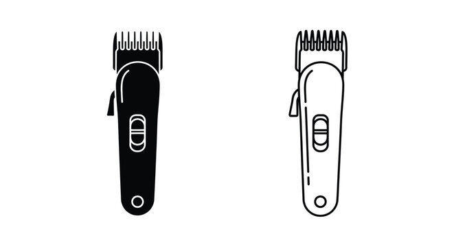Two black hair clippers displayed side by side in a graphic silhouette