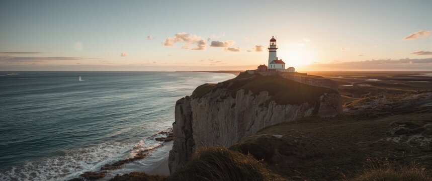 Summer landscape featuring Petit Minou Lighthouse, sea, sky, and nature elements