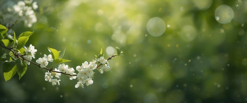 Springtime Spiraea branch, also called Spiraea x vanhouttei