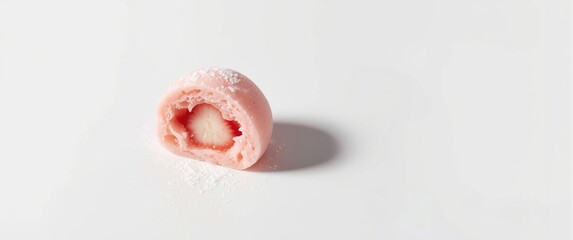 Isolated Pink Mochi Ice Cream Against White Background