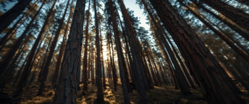 Tree trunks in a pine forest: capturing the world around us with selective focus