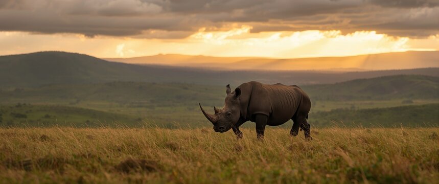 Ngorongoro Crater, Tanzania: Black rhinoceros (hook-lipped rhinoceros) (Diceros bicornis) in East Africa