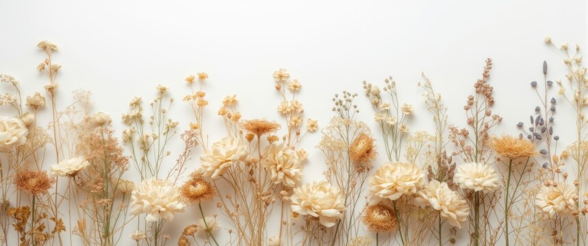 White background showcasing field flowering patterns