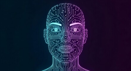 Obraz premium Ai face Futuristic Concept