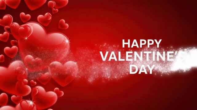 Valentines day greeting with red hearts on gradient background