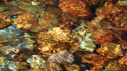 Mesmerizing Patterns Formed by Flowing Water Over Colorful Riverbed Rocks