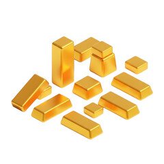 3d rendered collection of gold bars