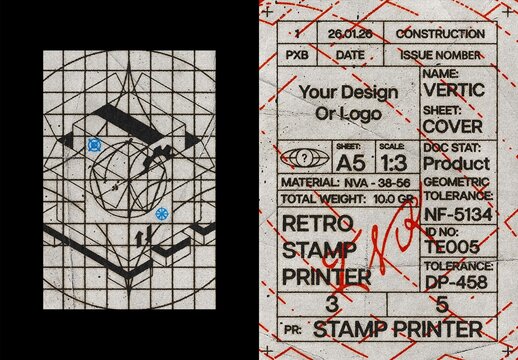 Retro Stamping Printer Template Mockup
