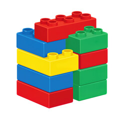 Obraz premium Colorful Plastic Building Blocks Stack