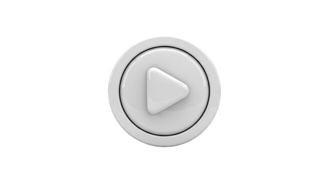 3D Render of a White Play Button Icon