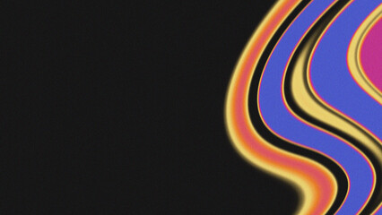 Abstract Black Background with Vertical Blue and Yellow Wavy Shapes and Grainy Noise Effect