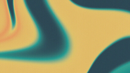 Abstract Teal and Muted Yellow Grainy Gradient Background with Organic Fluid Shapes