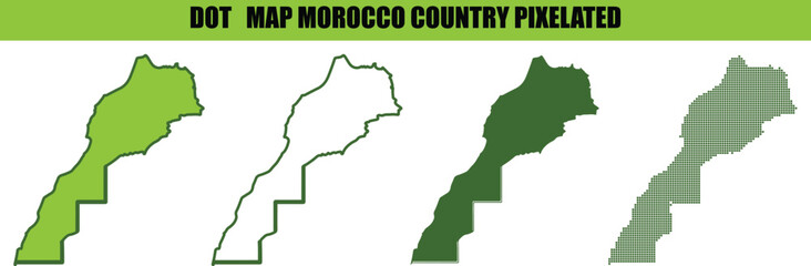 Fototapeta premium Morocco Country Map Pixelated Green Tones
