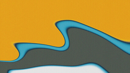 Abstract Minimalist Wavy Background with Orange and Dark Grey Liquid Shapes and Film Grain