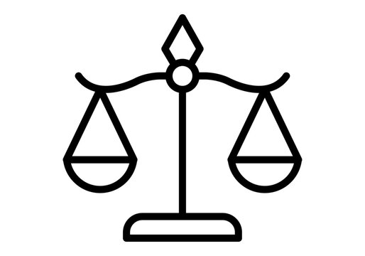 Icono lineal de balanza de la justicia y el equilibrio