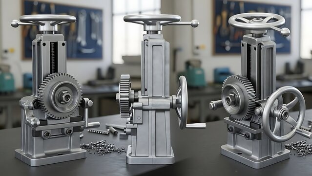 Mechanical screw jack lifts and lifting devices for industrial and workshop applications