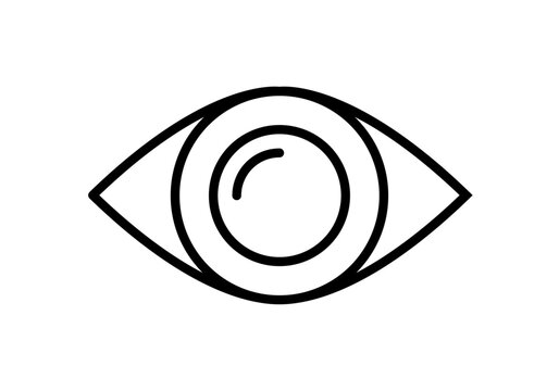 Icono de ojo humano abierto con dise&ntilde;o lineal negro y pupila centrada