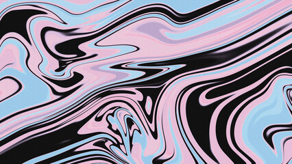 Abstract Dynamic Liquid Marble Background with High Contrast Pink Blue and Black Wavy Lines