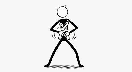 Stick Figure Performing Karate Chop Action.