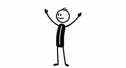 Stick Figure Person Arms Raised in Celebration.