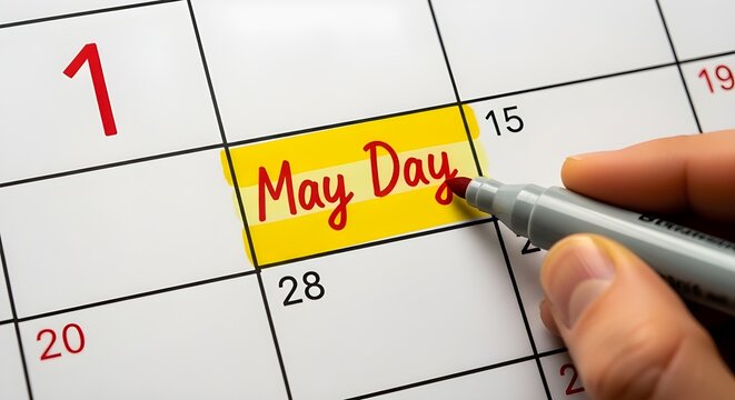 Hand marking may day on a calendar