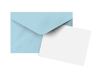 Light blue realistic envelope with paper blank card
