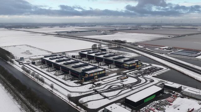 Winter Aerial Hyperscale Datacenters in The Netherlands.