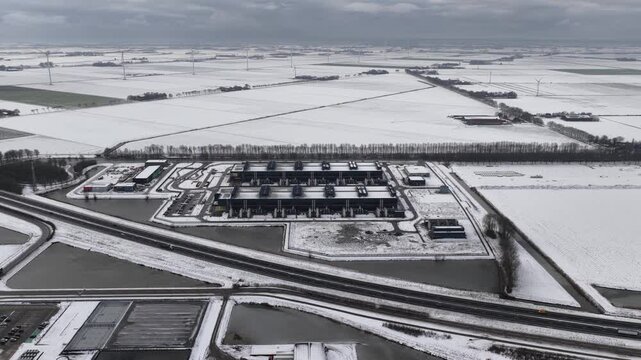 Winter Aerial Hyperscale Datacenters in The Netherlands.