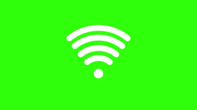 Wi-Fi Signal Icon Animation on Green Screen Background