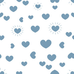 Blue hearts seamless fabric design pattern