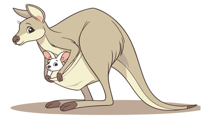 3D Cute Baby Kangaroo Peeking from Pouch © Al Amin