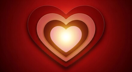 Glowing heart of love and passionate emotions