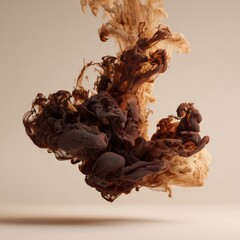 Abstract swirling liquid smoke in earthy tones creating a dynamic visual effect