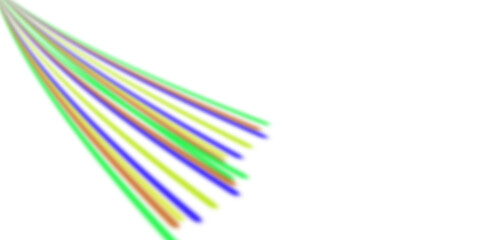 Colorful light rays isolated on transparent background