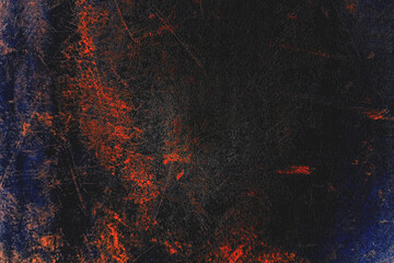 Gritty Dark Grunge Texture with Red and Blue Scratches