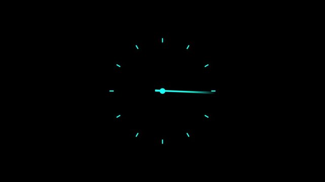 Clock spinning, watch animation on transparent background with alpha channel. Clock icon flat style 24 hours day fast speed with moving timer clock rotation.4k video