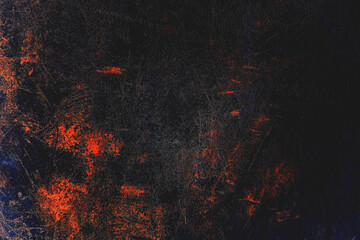 Gritty Dark Grunge Texture with Red and Blue Scratches